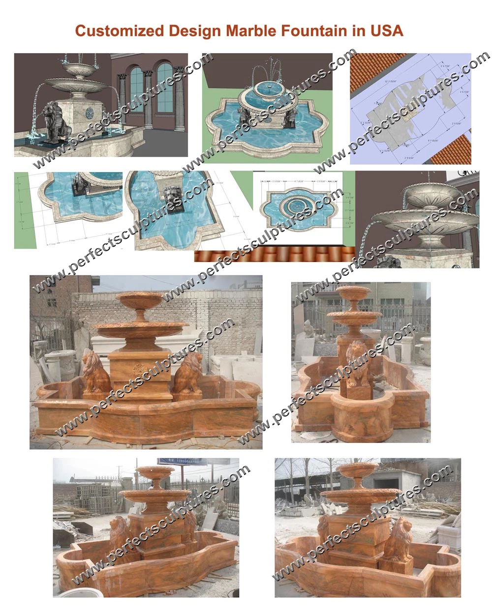 Garden Stone Marble Granite Water Fountain with Carved Column Swan Animal Sculpture (SY-F357)