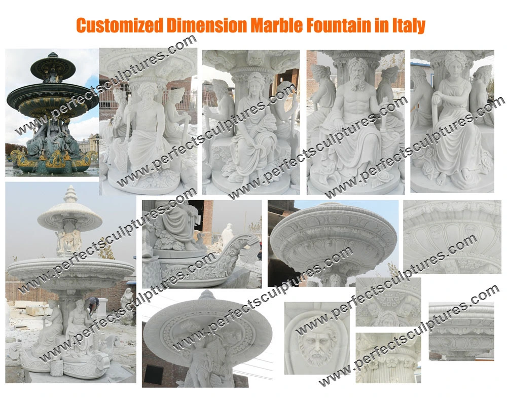 Outdoor Carved Sculpture White Stone Marble Carving Water Pool Fountain for Garden Decoration (SY-F480)