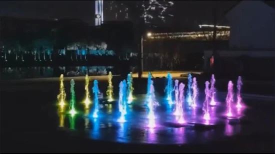 Lumières LED colorées, jet sautant, piscine musicale, fontaine à sol sec